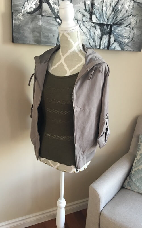 Crop Peach-Skin Jacket shown in light brown from Bright-Eyed & Beautiful Fashion Boutique