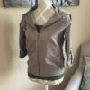 Crop Peach-Skin Jacket shown in light brown from Bright-Eyed & Beautiful Fashion Boutique