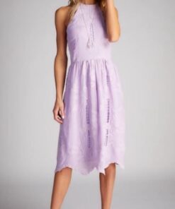 Lace High Neck Dress shown in purple from Bright-Eyed & Beautiful Fashion Boutique