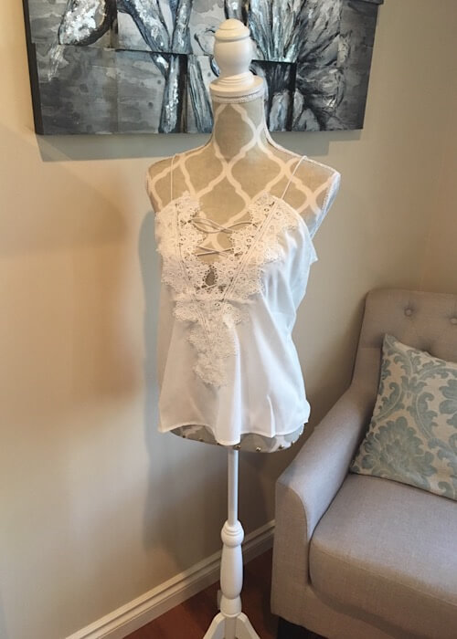 String Front Tank Top shown in white from Bright-Eyed & Beautiful Fashion Boutique