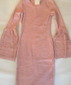 Pink Coloured bell lace sleeve dress sold by Bright-Eyed & Beautiful Fashion Boutique