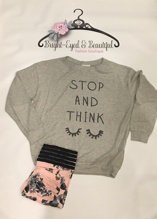 Stop & Think Top in grey, bright-eyed & beautiful boutique